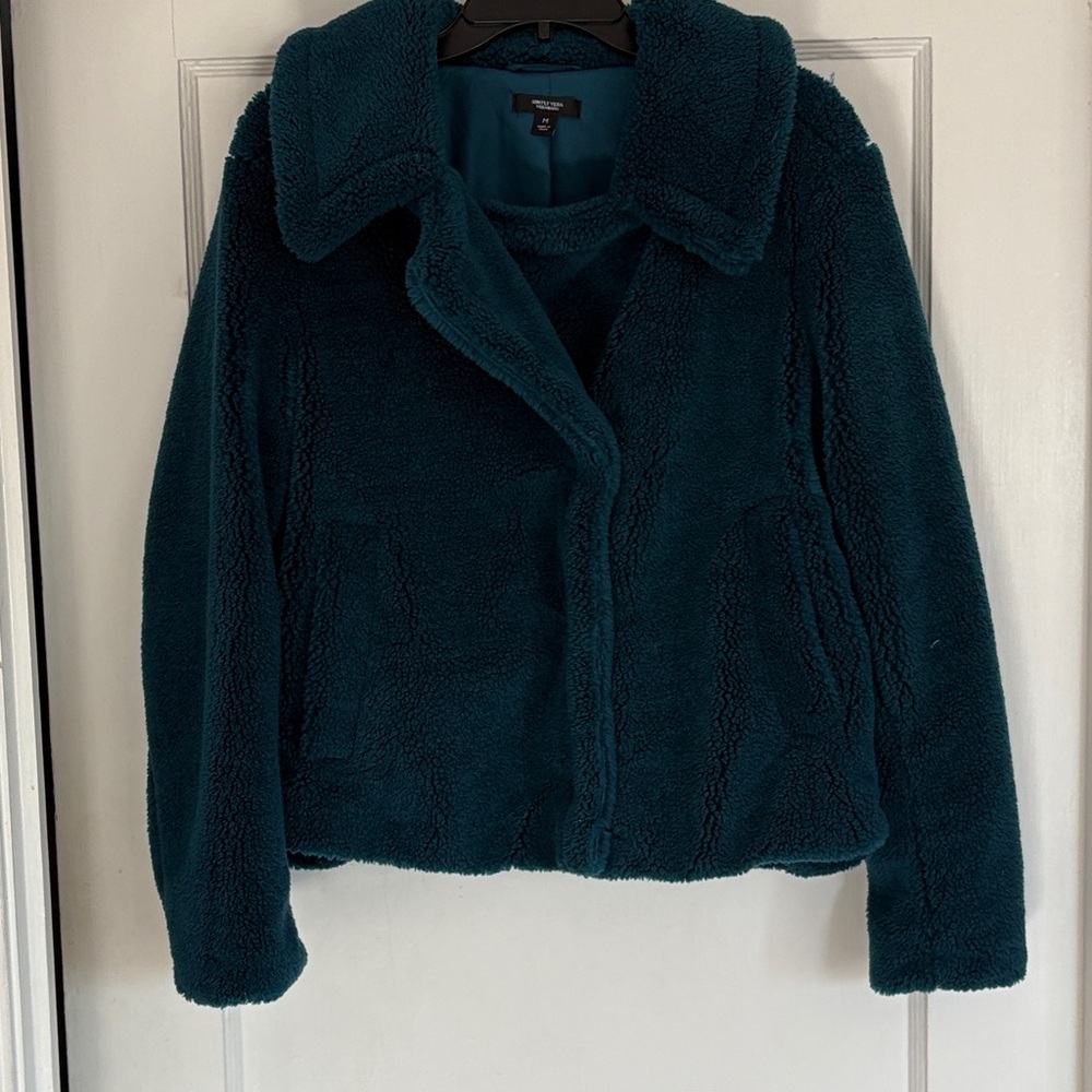 Simply Vera Vera Wang Teal Teddy Jacket